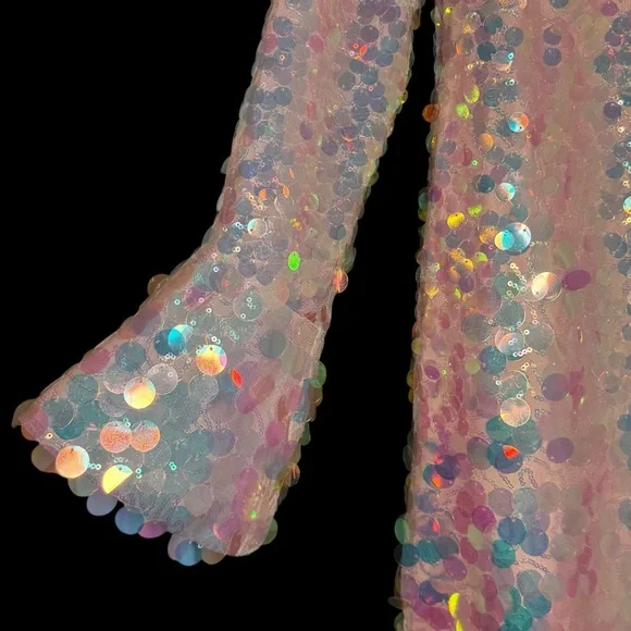 NWT LoveShackFancy Party Mini Dress Spring Metallic Iridescent Sequin Formal - Picture 4 of 8